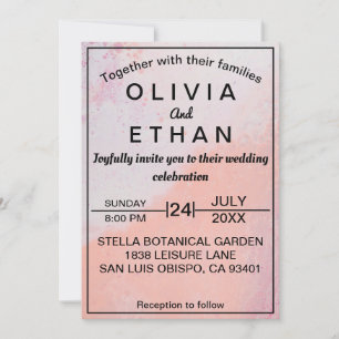 Invitation Elégant Dusty Rose Rustic Abstrait Mariage
