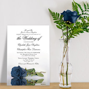 Invitation Elégant Dusty Steel Blue Grey Rose Mariage officie