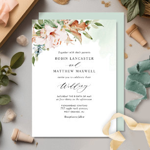 Invitation Elegant Earthy Blooms et Sage Green Mariage Invit