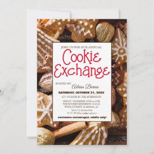 Invitation Élégant échange de biscuits de Noël Script Party