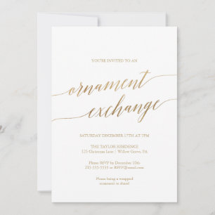 Invitation Élégant échange d'ornement de calligraphie or