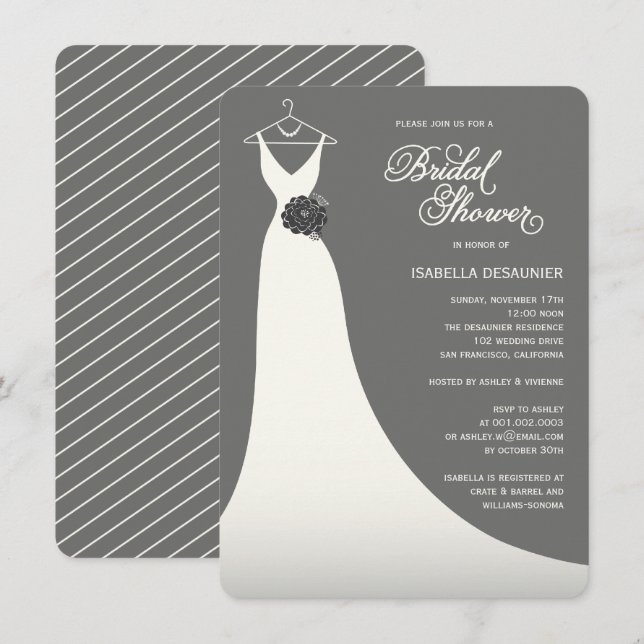 Invitation élégant élégant de Fête de la mariée de (Devant / Derrière)