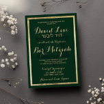 Invitation Élégant élégant Forêt Vert Gold Bar Mitzvah<br><div class="desc">Cette invitation Bar Mitzvah élégante, élégante et moderne vert de forêt et faux or est le design parfait pour votre fils. Cette luxueuse invitation à l'or et au vert conviendra à tous les jeunes hommes de classe et de classe et constitue un événement tendance et élégant. Customisez cette conception avec...</div>