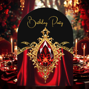 Invitation Élégant élégant Joyau d'or rouge Regal