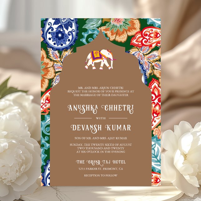 Invitation Élégant éléphant d'art folklorique indien beige po (Créateur téléchargé)