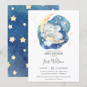 Invitation Élégant Éléphant Étincelant Étoile Baby Shower Gar