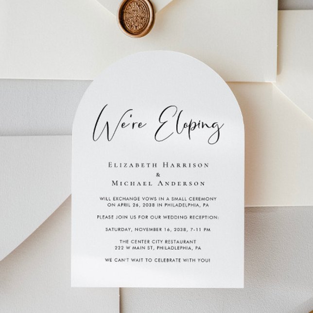 Invitation Élégant Elopement QR Code Arch Mariage Réception (From private vows to a grand party - invite family and friends to celebrate your marriage!)