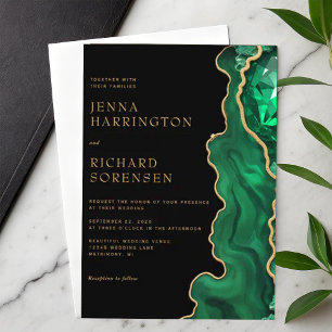 Invitation Élégant Emerald Green brillant Agate Mariage