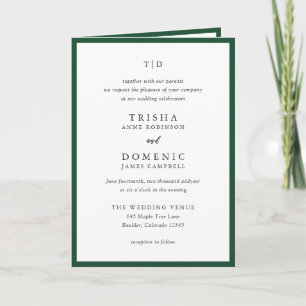Invitation Élégant Emerald Green Monogram Mariage moderne