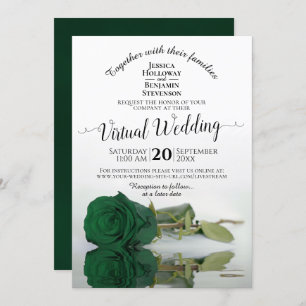 Invitation Élégant Emerald Green Rose Mariage virtuel
