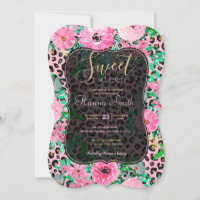 Elégant Empreinte de léopard rose et design floral