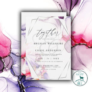 Invitation Élégant encre liquide Crimson rose et Lilac