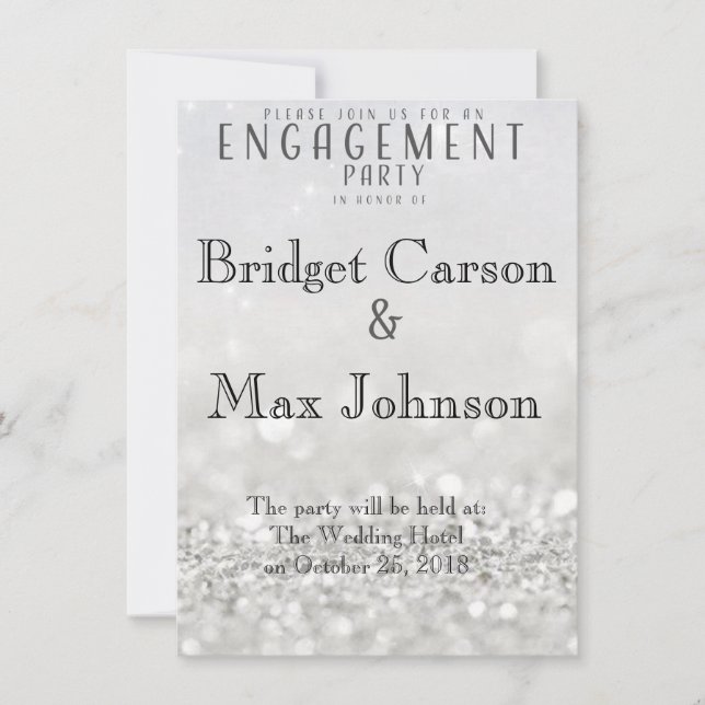 Invitation Elegant Engagement Party//Argent (Devant)