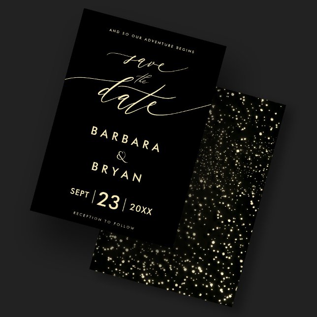 Invitation Élégant Enregistrer La Date Luxe Black Gold (Elegant Save The Date Luxury Black Gold Invitation
)