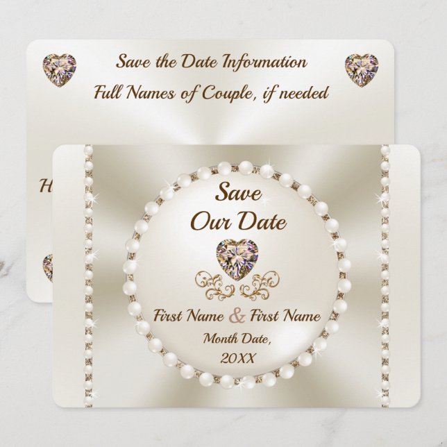 Invitation Élégant Enregistrer les dates, Mariage personnalis (Devant / Derrière)