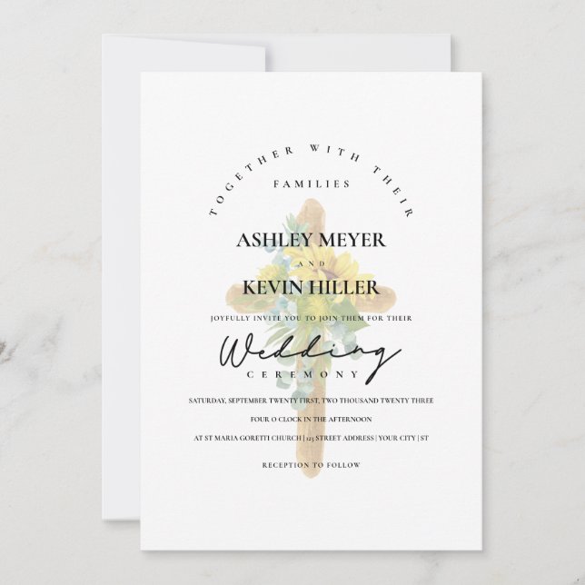 Invitation Élégant enveloppement de tournesol Mariage de croi (Devant)