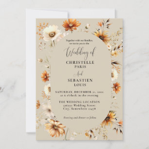 Invitation Elégant et chic Boho Fleur sauvage Mariage d'autom