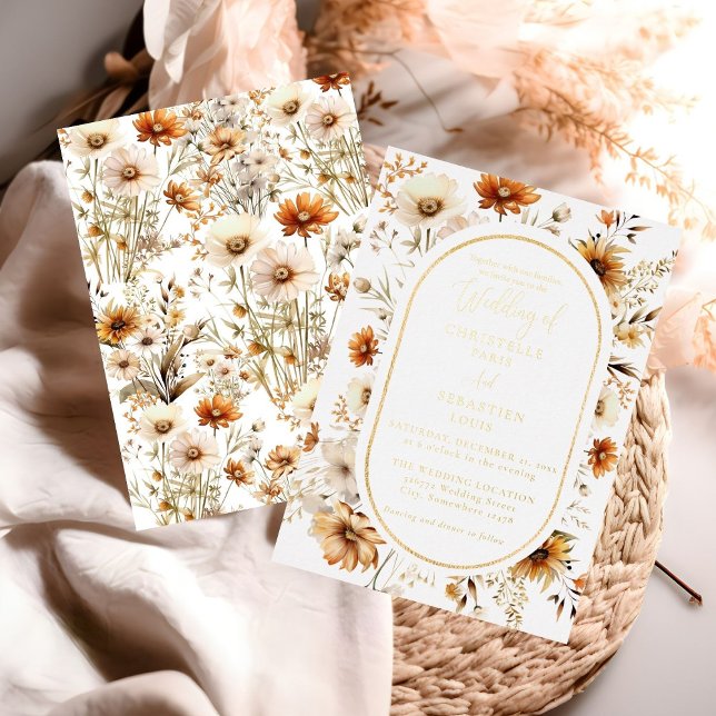 Invitation Elégant et chic Boho Fleur sauvage Mariage d'autom (Créateur téléchargé)