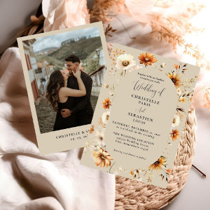 Invitation Elégant et chic Boho Fleur sauvage Mariage d'autom