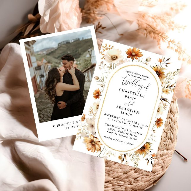 Invitation Elégant et chic Boho Fleur sauvage Mariage d'autom (Créateur téléchargé)