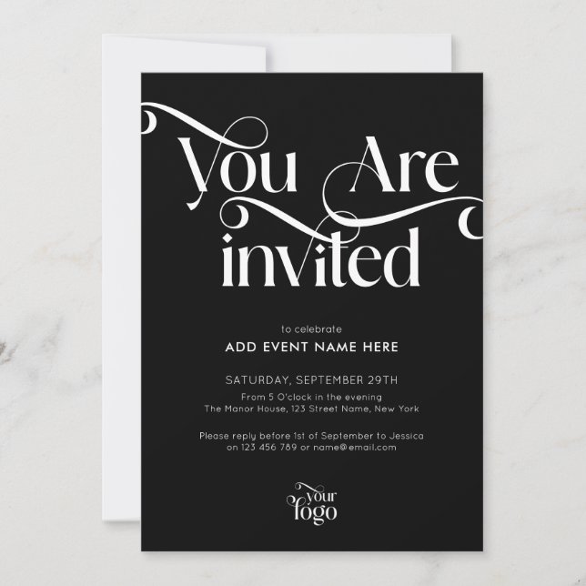 Invitation Élégant et chic gala d'affaires de script moderne (Devant)