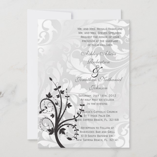 Invitation Elégant et classique mariage (Devant)
