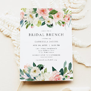 Invitation Élégant et doux Blush rose floral Brunch nuptial