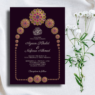 Invitation Elégant et Floral Motif géométrique Mariage islami