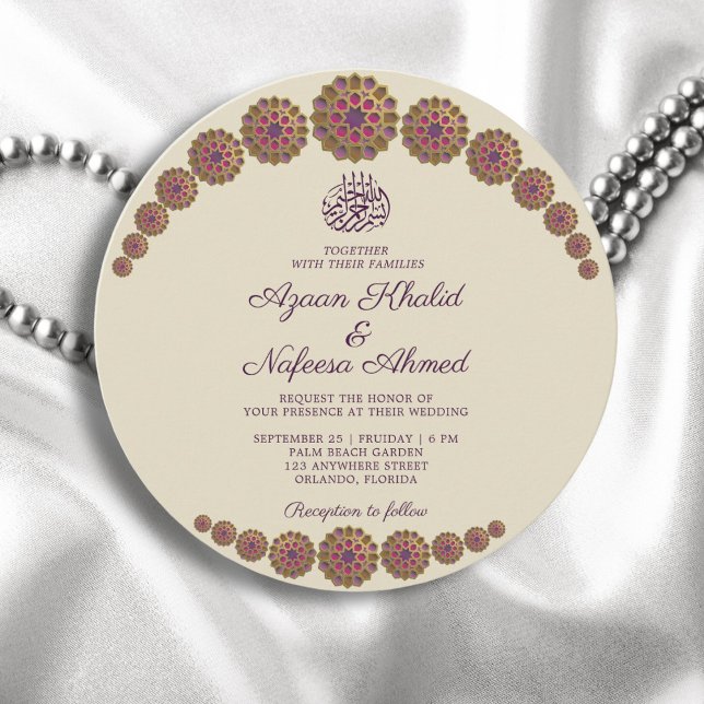 Invitation Elégant et géométrique Motif islamique Mariage ron (Créateur téléchargé)