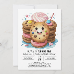 Invitation Élégant et imprimable Cookies pour filles Annivers