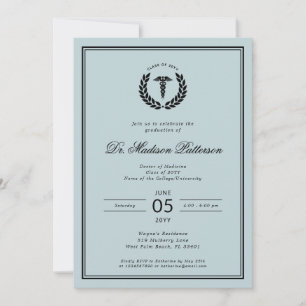 Invitation Élégant et minimaliste diplôme d'études Médicales