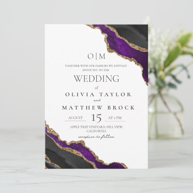 Invitation Élégant et moderne Agate Mariage (Debout devant)