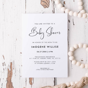 Invitation Elégant et moderne Baby shower noir et blanc