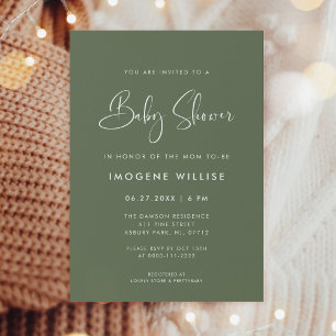Invitation Élégant et moderne Baby shower vert foncé