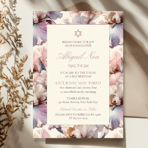 Invitation Élégant et moderne Blush Floral Bat mitzvah