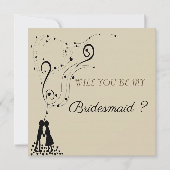 Invitation élégant et moderne doré Will You Be My Bridesmaid (Devant)