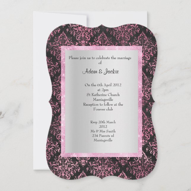 INVITATION ÉLÉGANT ET MODERNE MARIAGE DOMMASQUE FLORALE NOIR (Devant)
