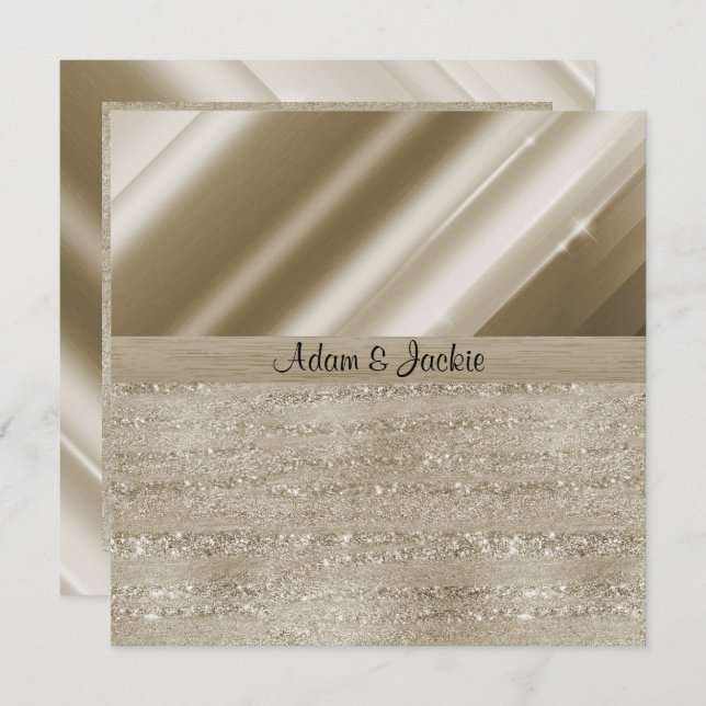 INVITATION ÉLÉGANT ET MODERNE MARIAGE SPLIT BRONZE PARTIES SC (Devant / Derrière)