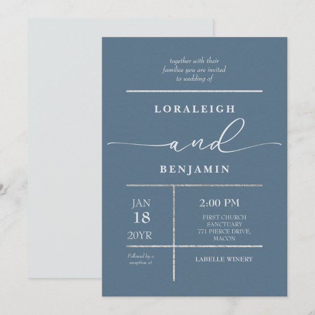Invitation Élégant et moderne poli Mariage (Devant / Derrière)
