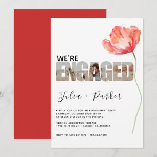 Invitation Élégant et moderne Poppy Red Engagement Party
