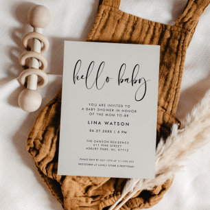 Invitation Élégant et moderne Sage de lumière Vert Bonjour bé