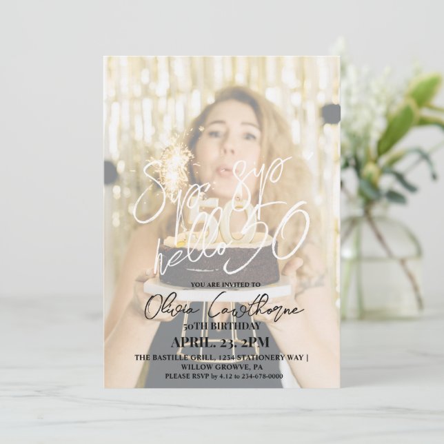 Invitation Elégant et simple 50ème anniversaire de la photo (Debout devant)