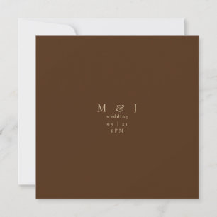 Invitation Élégant et simple Brown Carré Mariage
