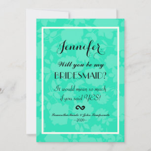 Invitation Élégant et simple modèle floral Turquoise à deux t
