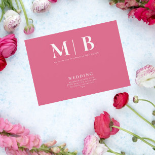 Invitation Élégant et simple Monogramme rose Pas de Parents I