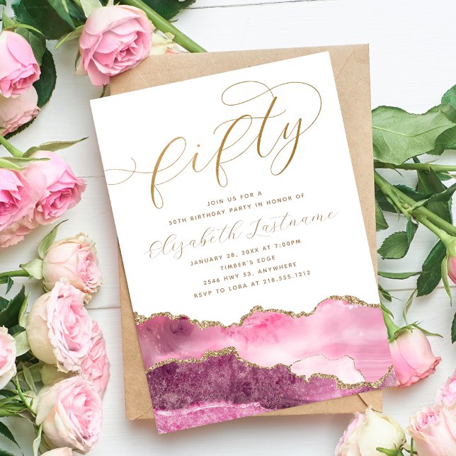 Invitation Élégant et Sophistiqué Or Rose 50e Anniversaire (Créateur téléchargé)