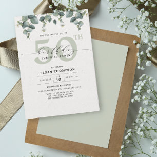 Invitation Elégant Eucalyptus 50e anniversaire Surprise Party