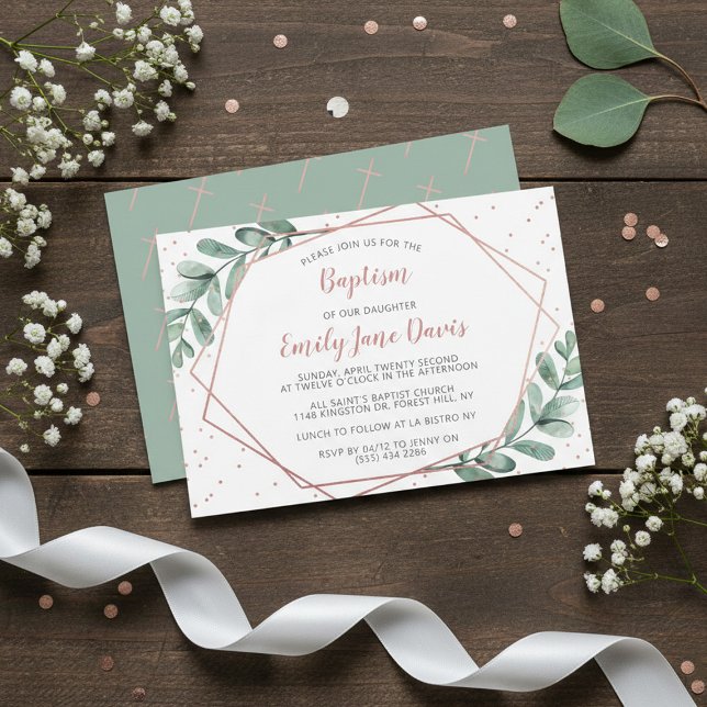 Invitation Élégant Eucalyptus Baptême Ou Baptême (Créateur téléchargé)