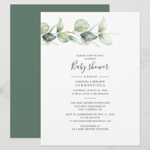 Invitation Elégant Eucalyptus Couples Baby shower Verdure