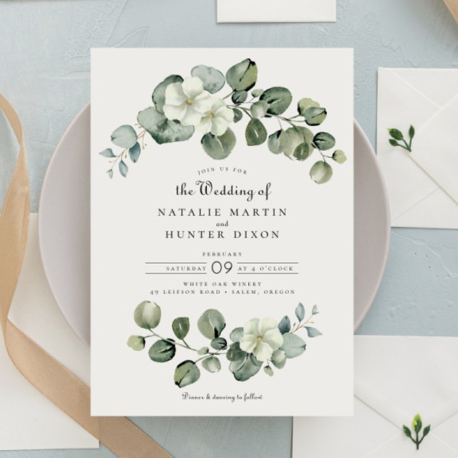 Invitation Elégant Eucalyptus Feuille Arc Mariage de verdure (Créateur téléchargé)